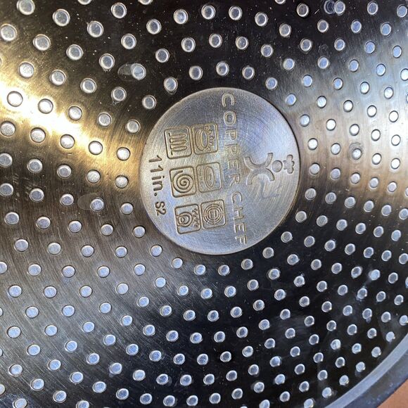 Lg. Copper Chef Casserole Pan 11" With Lid Vent Hole And Two Handles. Copper Pan - Picture 7 of 9